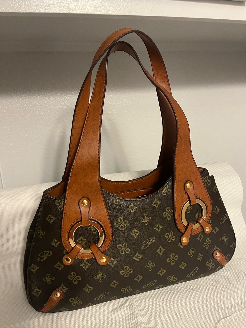 Diophy Monogram Hobo Bag w/ Bonus NY Charm